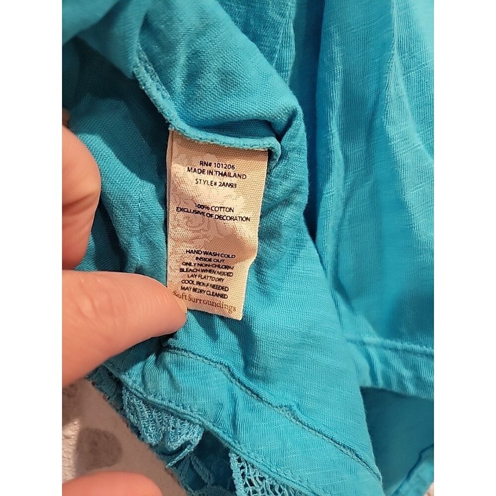 Soft Surroundings Size XS Lacey Tank Top Island‎ Blue Asymmetrical Coastal - Picture 6 of 6